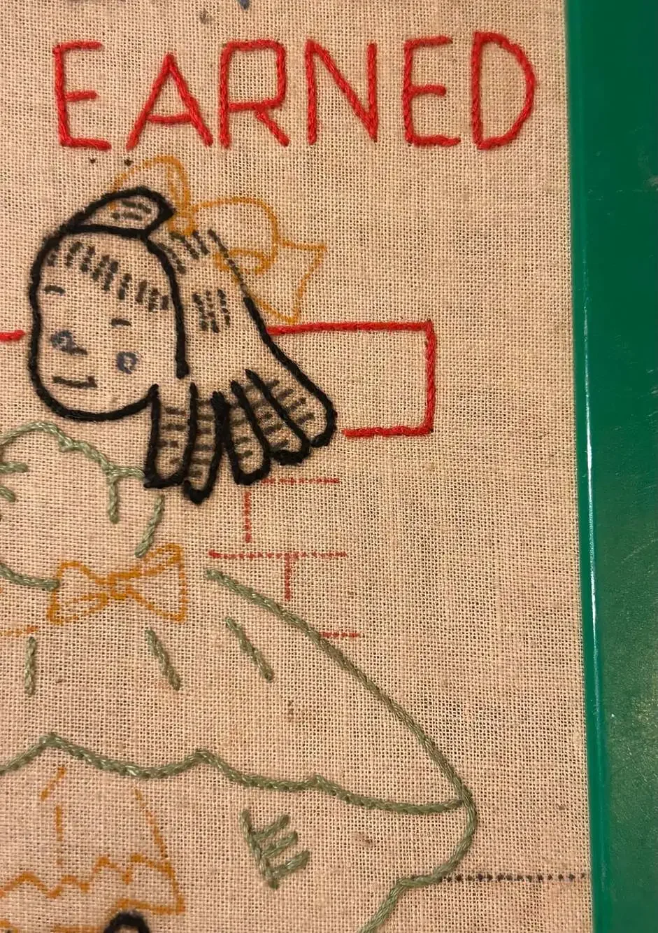 VTG Highland Art Embroidery Stitch a Story Wall Art A Penny Saved A Penny Earned
